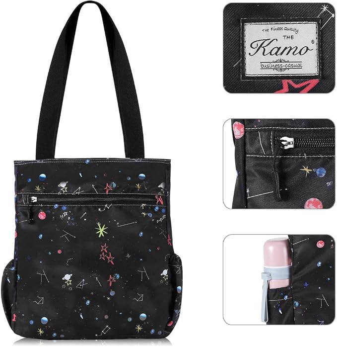 KAMO Floral Tote Bag - Waterproof Lightweight Handbags Travel Shoulder Bag for Hiking Yoga Gym Swimming Travel Beach