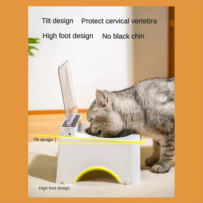 Cat Feeder Automatic, Dustproof Wireless Infrared Sensor Flip Top Kitten Food Bowl, Smart Cat Bowl with Infrared Sensor Automatic Lid, for Cats and Dogs Food Dispenser