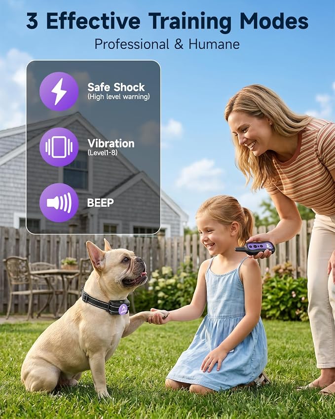 PATPET Dog Training Collar Dog Shock Collar with Remote - 3 Training Modes, Beep, Vibration and Shock, Up to 1000 ft Remote Range, Rainproof for Small Medium Large Dogs | 1000Ft Waterproof Shock Collar for Dogs, 3 Training Modes(Beep,Vibration,Shock) f...