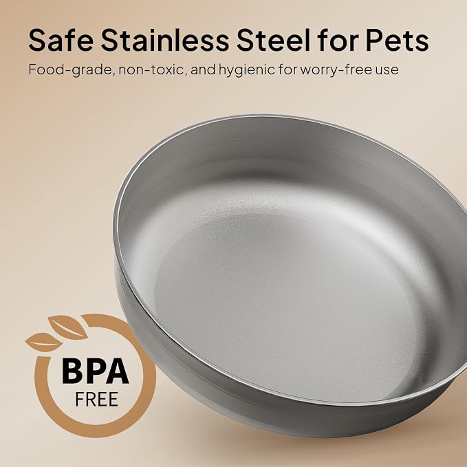 VOLUAS Automatic Cat Feeder for Two Cats with Dual Stainless Bowls, 6L | Programmable Portion Control, Timed Feeding, Memory Function, Dual Stainless Steel Bowls, 10-Second Voice Recorder
