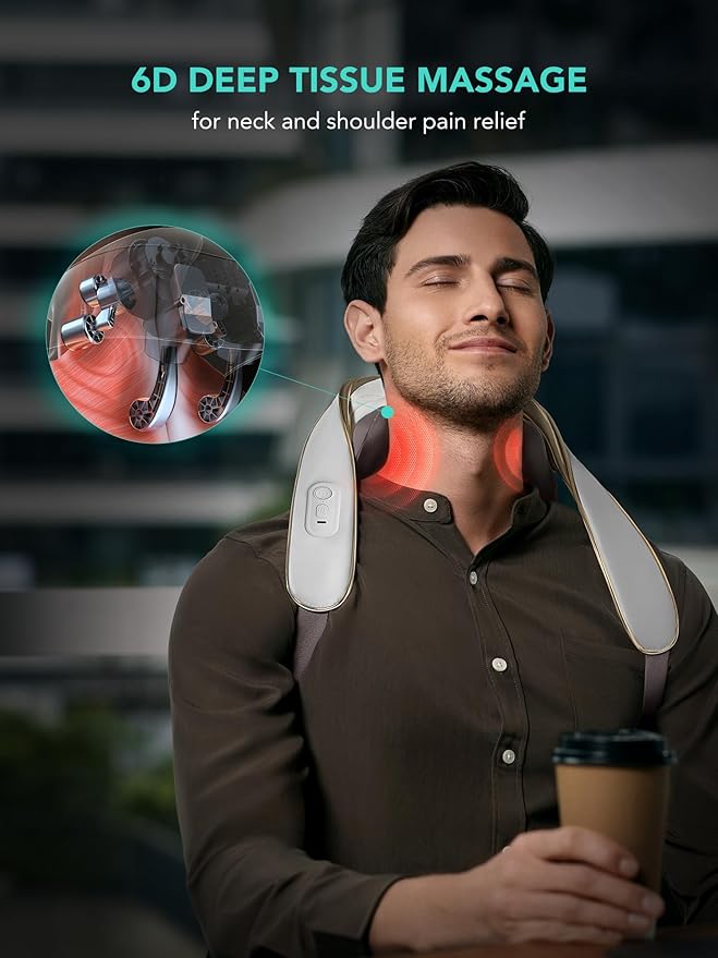 SKG 2025 Neck Massager for Pain Relief, Deep Tissue 6D Kneading with Heat, Cordless Neck & Shoulder Massage, Christmas Gift for Men & Women, H5 Mini
