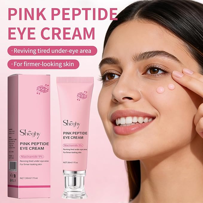 PDRN Pink Peptide Eye Serum Cream, Hydrating & Firming Eye Cream for Dark Circles, Anti-Aging Treatment Reduces Fine Lines, Uneven Skin Tone, Soothing Pink Moisturizer with Peptides, 1.01fl.oz (2)