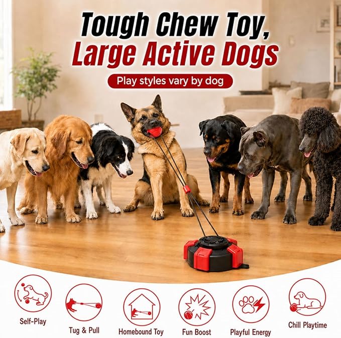 Interactive Suction Cup Toys for Large Dogs with Extended Rope, Dog Tug of War for Aggressive Chewers, Durable Stimulation Toys to Keep Them Entertained