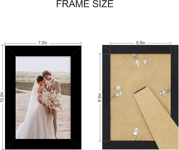 Hongkee 5.5 x 8.5 Diploma Frame Set of 4, Made of Real Glass and Black Frame, 5.5 by 8.5 Photo for Wall or Tabletop