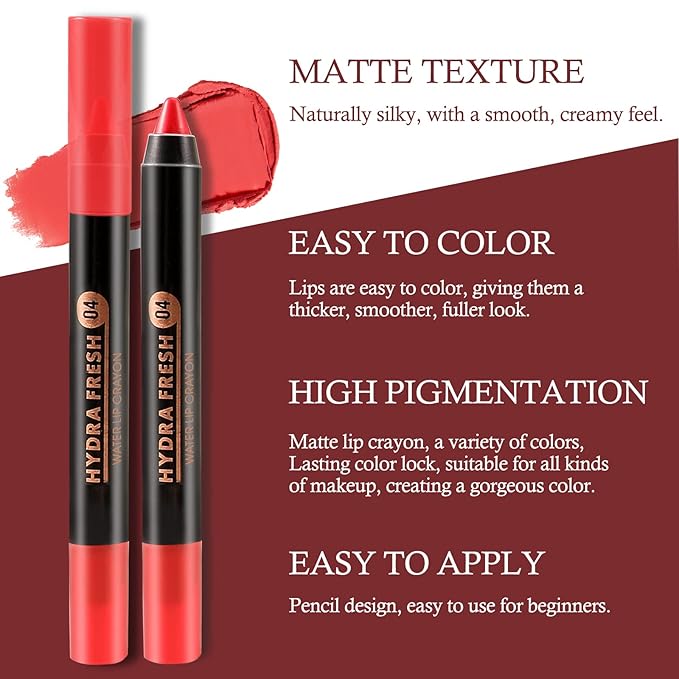 Boobeen Velvety Creamy Matte Lip Liner - Full Coverage High Pigment Waterproof Long Lasting Lipstick for Women, Matte Lip Color with Smooth Finish