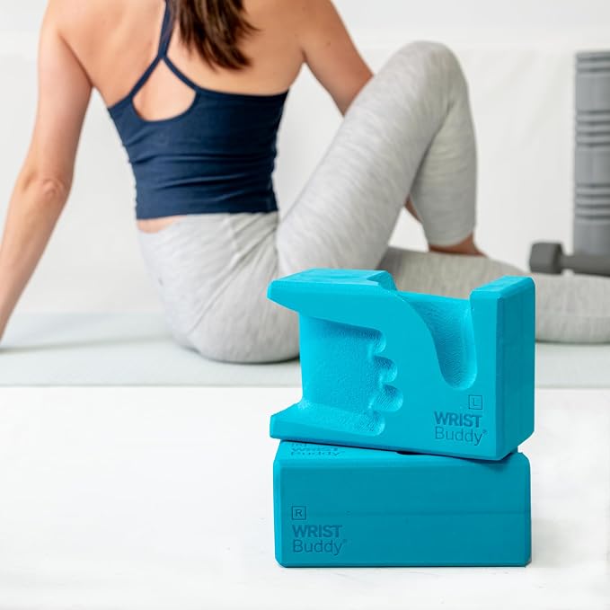 WRISTBuddy® Hand-Shaped Ergonomic Yoga Blocks for Optimal Wrist Support During Yoga, Pilates, Pushups, Planks, and Handstands - Patented Non Slip Blocks for Enhanced Stability and Comfort.