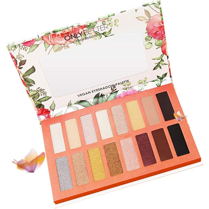 Vegan Brown Eyeshadow Palette with 16 Shades - High Pigment, Easy to Blend - Metallic & Shimmer Nude Shades - Long Lasting, Sweatproof & Waterproof
