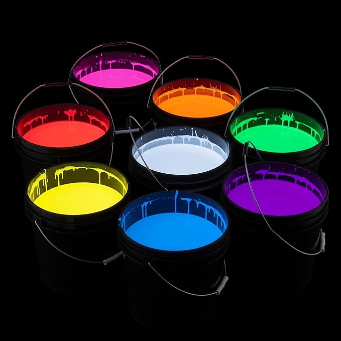 milo UV Neon White Washable Party Paint | 5 Gallon Bucket | Bulk Fluorescent Party Paint for Rave, Events, Concerts | Glows UV in Black Light | Made in USA | Safe for Skin, Washable, and Non Toxic