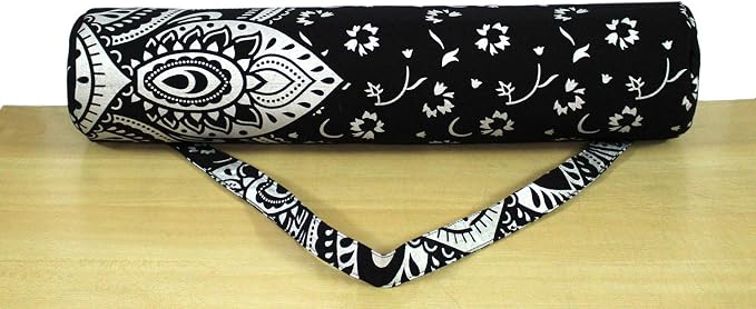 ICC Black Gold Mandala Full-Zip Exercise Yoga Mat Carry Bag Gym Beach Pilates Carrier Bags Hippie Mandala Indian Cotton Bag