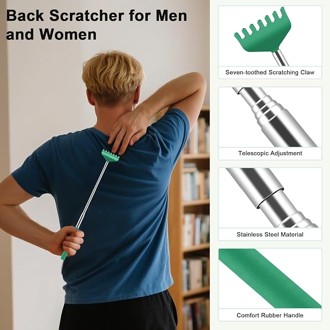 HOFASON 6 Pack Back Scratcher, Stocking Stuffers for Men Adults Women Teens, Christmas Small Bulk Gifts for Men Women Teens, White Elephant Gag Birthday Gifts, Party Favors Prizes for Adults (Green)