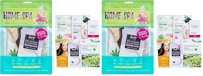 Epielle Home Spa Kit, 6 Relaxation Essentials, Repairing, Soothing, Nourishing & Detoxifying for Radiant Skin, At-Home Spa Kit, Self Care Gifts for Women, Korean Skin Care Set (Pack of 2)