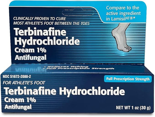 Taro Terbinafine Hydrochloride antifungal Cream 1% - Athletes Foot Cream Extra Strength, relieves itching & Burning, Cures Most Athlete's Foot, Jock Itch & Ringworm 1 oz
