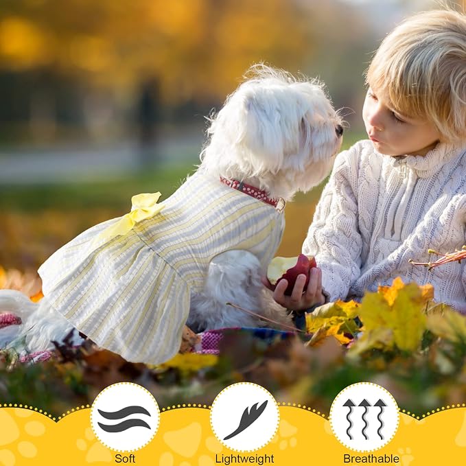 Sanwuta 8 Pieces Dog Dresses for Small Dogs Medium Puppy Clothes Girl Dog Outfit Cute Bowknot Pet Skirt Soft Lightweight Summer Apparel for Cats Puppies Party Wedding Photo Wear