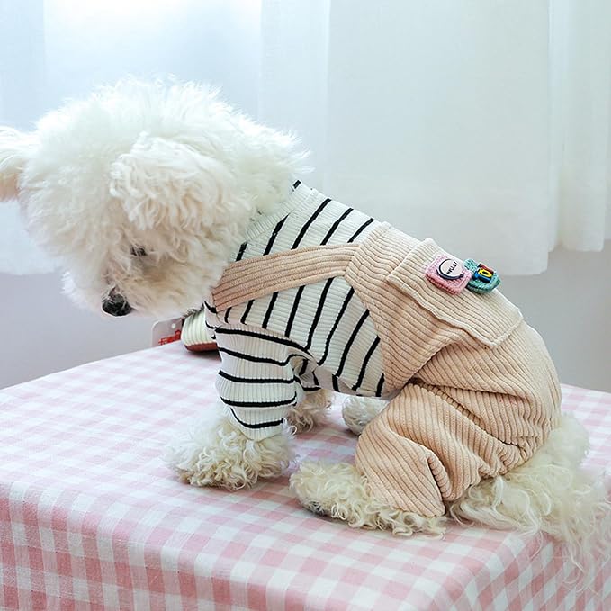 Dog Stylish Overalls Comfortable Puppy One Piece Outfits Summer Bib Overalls for Small Dogs Cute Pet Onesie Jumpsuit Chihuahua Yorkies Birthday Holiday Clothes Cat Costume