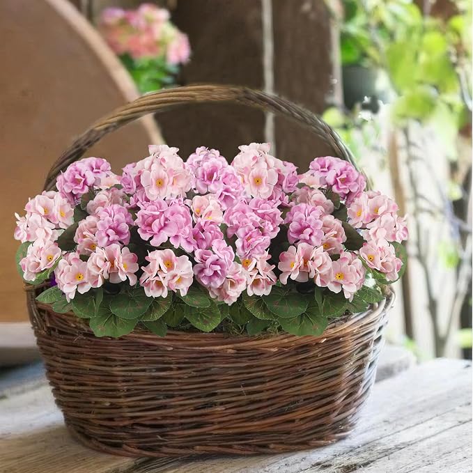 CISDUEO 4 Pcs Artificial Geranium Flowers for Outdoors Silk Flowers Outside Pink Faux Flowers Geraniums for Planter Decor Indoor Garden Patio Grave Cemetary Table Centerpiece
