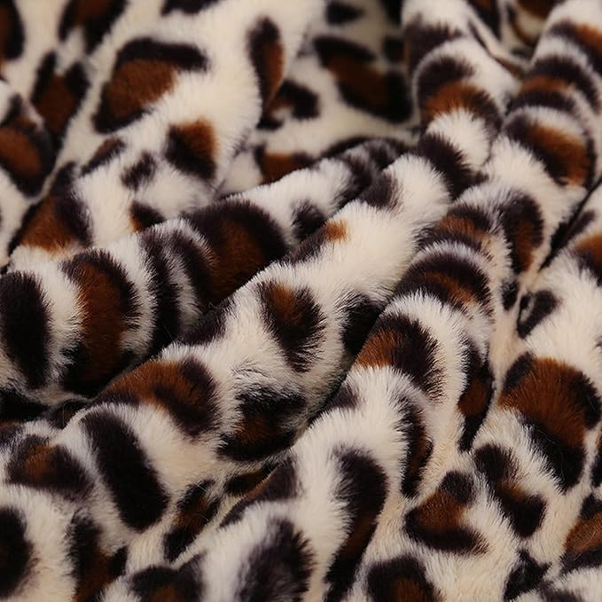 Leopard Throw Blanket 50''x60'', 480 GSM Double Sided Faux Fur Blankets for Bed Sofa Travel and Camping, Super Soft Cozy Fluffy Plush Cheetah Print Blanket for All Seasons