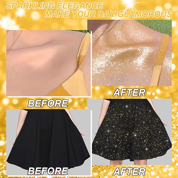 Hair and Body Glitter Spray, 60ml Gold Glitter Hairspray Dry Powder Makeup for Clothes, Festival Rave Prom Loose Sparkle Powder,Holographic Ultra Fine Glitters for Crafts (Gold)