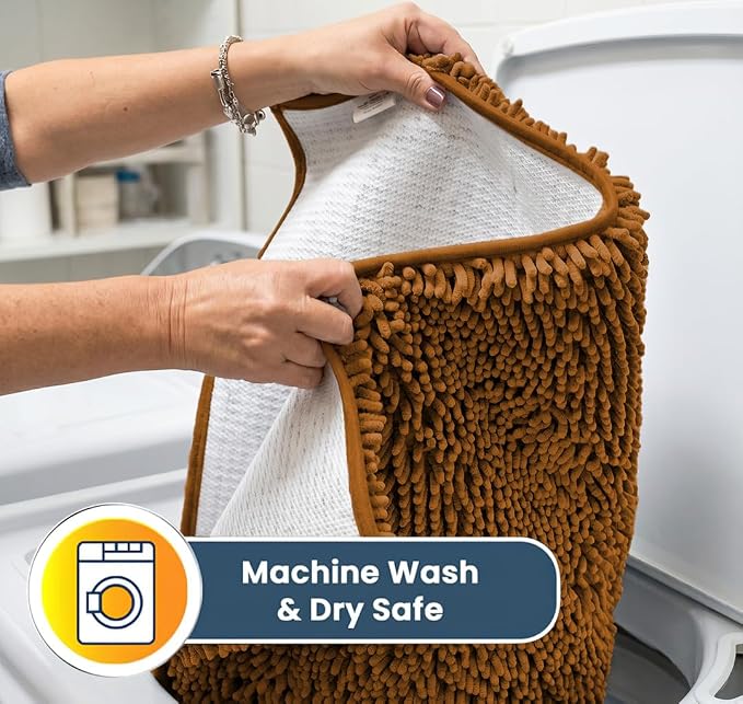 Muddy Mat® | Super Water Absorbent Door Mat Indoor, Microfiber Quick Dry Chenille Entryway Rug, Slip Resistant Front Door Mat, Indoor Mats for Entryway, Machine Washable Pet Rug, Amber 24" x 44"