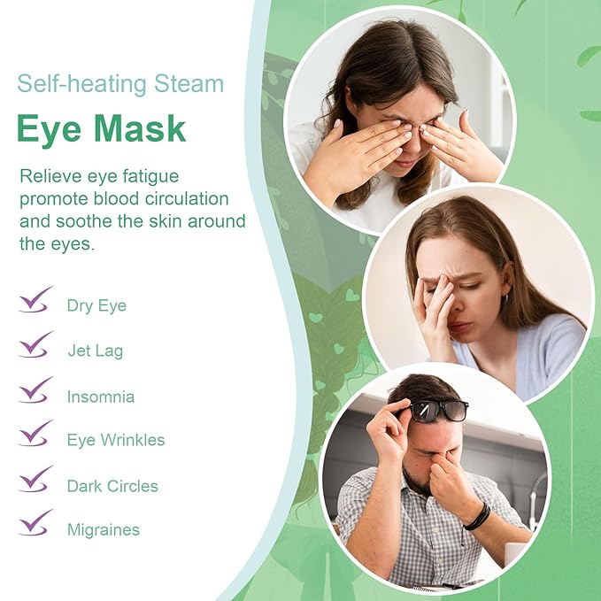 10 Packs Steam Eye Masks Unscented Heated Eye Mask Self Heating for Eyes, Disposable Warming Eye Mask for Sleep, Unscented Scent Eye Steam Mask for Spa/Travel& Relaxation Gifts for Women