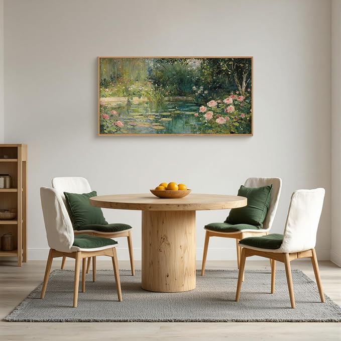 FWIEXA Monet Floral Framed Canvas Wall Art Set, Impressionist Botanical Garden Wall Decor, Vintage Ponds Tree Plant Artwork, Nature Landscape Prints, 20x40 Inches Pictures for for Living Room, Bedroom