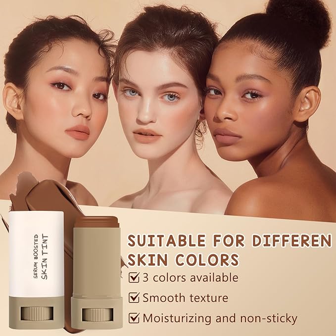 2PCS Foundation Stick Beauty Balm Serum Boosted Skin Tint, Solid Tinted Moisturizing Serum Contour Stick, Natural Fit, Moisturizing ＆ Concealing Foundation Sticks (#05)