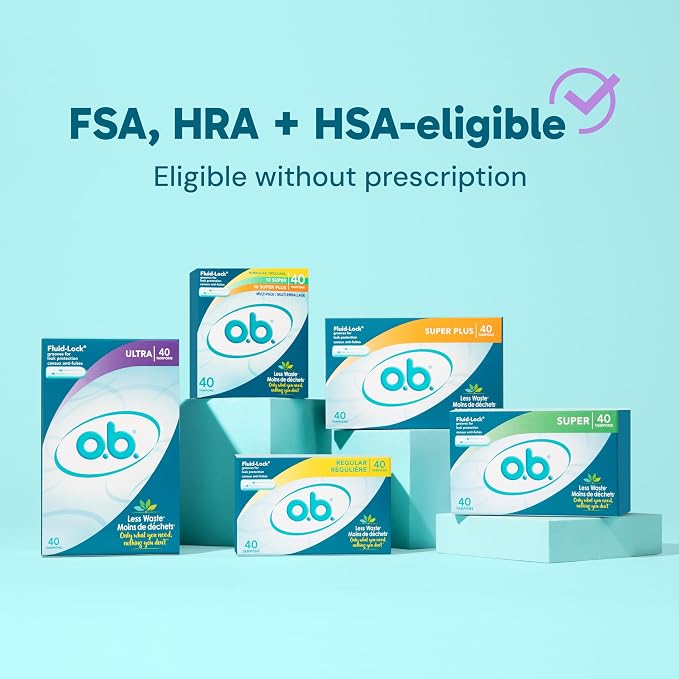 o.b. Tampons No Applicator, Fragrance-Free - 40ct | Applicator-Free Tampons Ultra, Feminine Care, ob Tampon Ultra, Period Products