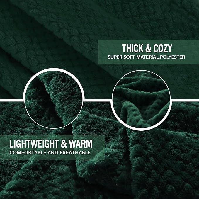 Exclusivo Mezcla Soft Waffle Fleece Bed Blanket Twin XL Size, Green | Lightweight Plush Blanket for Bed, Couch, Sofa, Cozy Fluffy Design for Bedroom, Guest Room, All Season, 90x66 Inches