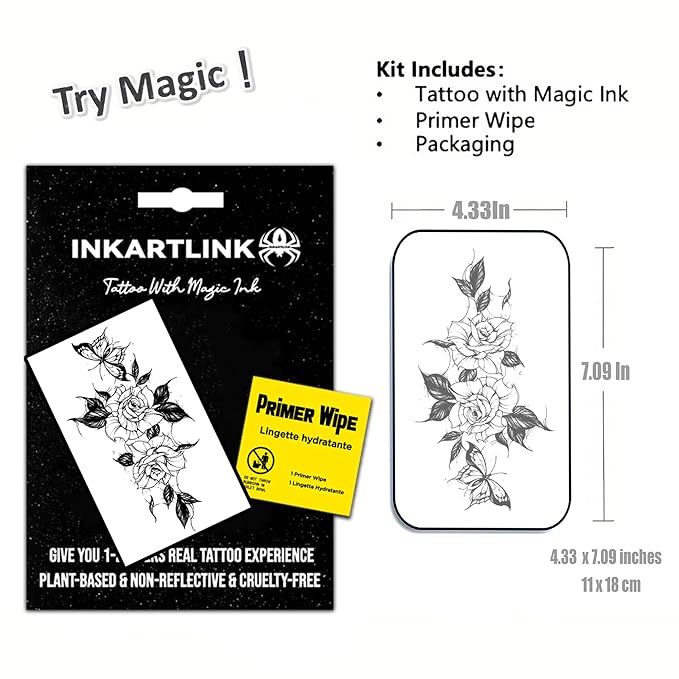 INKARTLINK Semi Permanent Tattoo, 15-day Temporary Tattoo, Flower Tattoo for Women, Waterproof and Anti-reflective, Exquisite Packaging, Unique Design (Flowers 6)