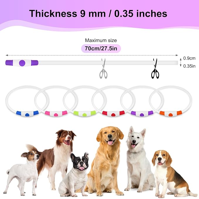 Light Up Dog Collars - Waterproof LED Dog Collar, Glow in The Dark Puppy Collar, TPU Cuttable Lighted Dog Collar for Small Medium Large Dogs (Purple)