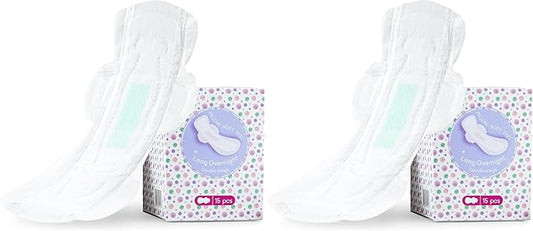 PurComfy Teens Maxi Period Pads with Wings for Tweens, Organic Cotton Sanitary Pads for Teens Girls 9-14, Long Overnight Size, 90 CT (Pack of 2)