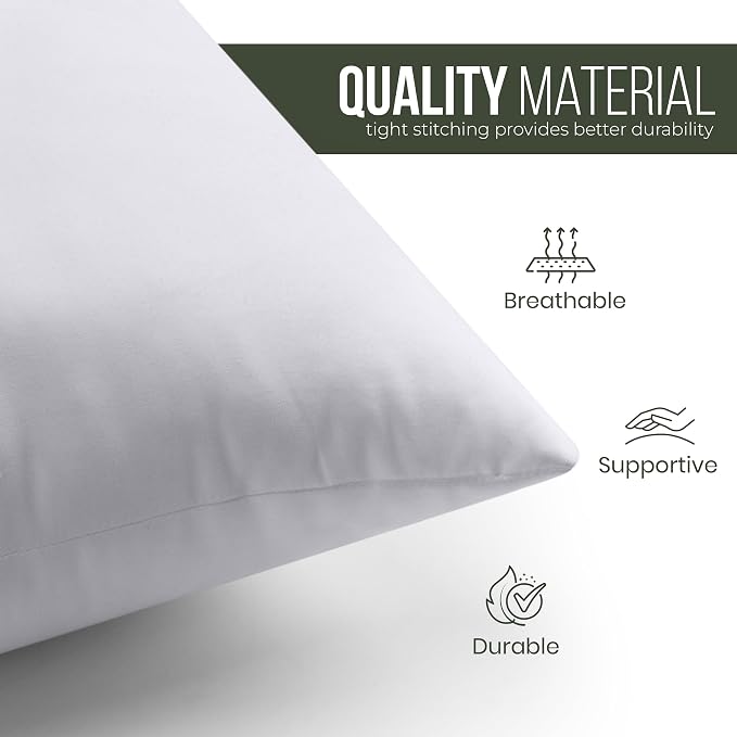 Utopia Bedding Throw Pillows, 20x20 Pillow Inserts, Pack of 1, White | Down Alternative Throw Pillow Inserts, Couch Pillows for Indoor Decor, Plush & Supportive, Decorative Cushion for Sofa, White