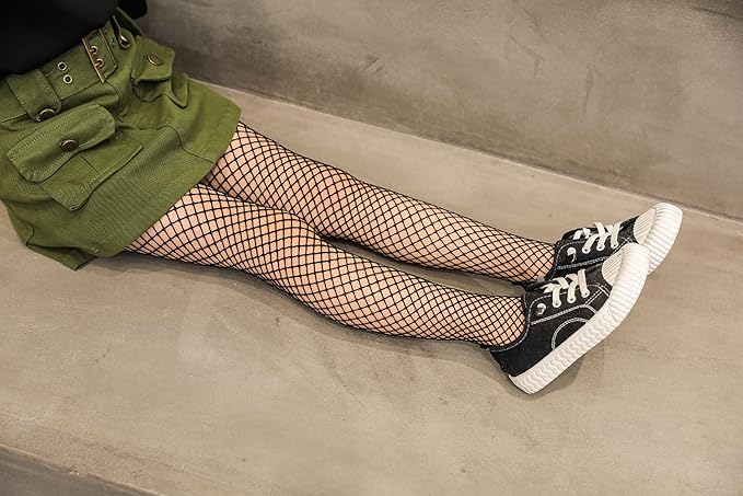 Girls Fishnet Stockings for Princess Dress High Waist Mesh Tights Cute Pattern Knit Socks