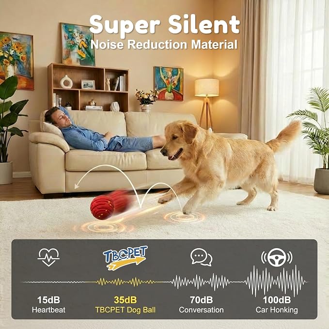 Interactive Dog Toys, Smart Interactive Dog Ball with 3 Modes, Auto-Moving&Bouncing, High-Resilience&Chew Resistant E-TPU Dog Ball, IPX6 Waterproof, Indoor&Outdoor Use, Rolling Ball Dogs