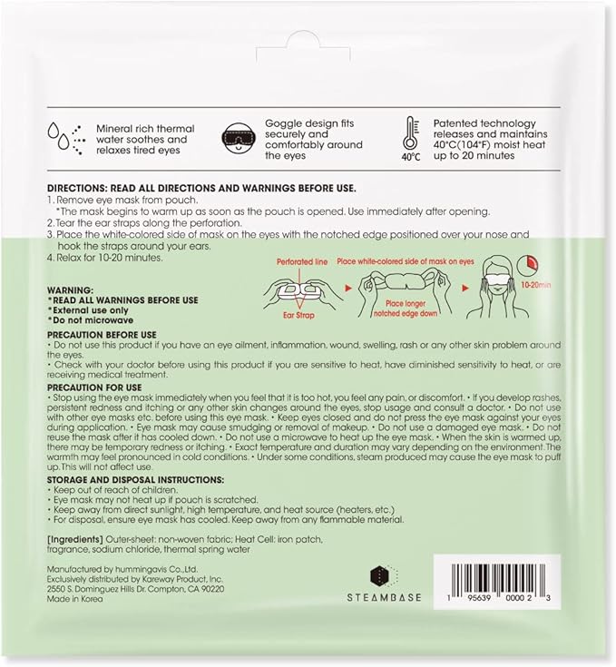 Steam Eye Mask for Dry Eyes and Puffiness, Fast Relief Disposable Self Heating Masks, Stocking Stuffers, 12 Pack