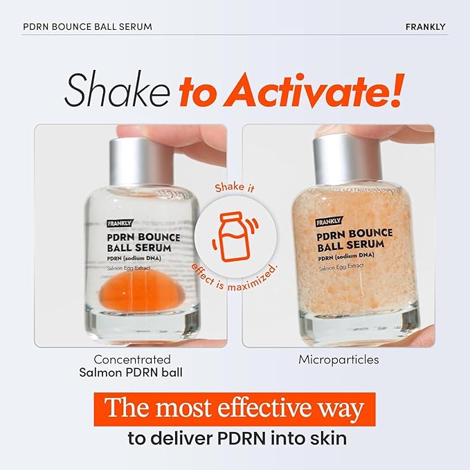 FRANKLY Salmon PDRN Bounce Ball Serum – 99% Pure PDRN Salmon DNA for Post Microneedling Recovery, Redness & Damaged Skin Repair | Glass Skin Korean Skincare | Lightweight, Non Sticky | 1.01 fl oz