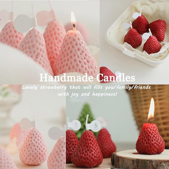 Strawberries Candles Gifts for Women, Aromatherapy Candle, Room Decor Cute Strawberries Shaped Scented Candles, Aesthetic Decorative (6 Red and 3 Pink, 3 Inch)