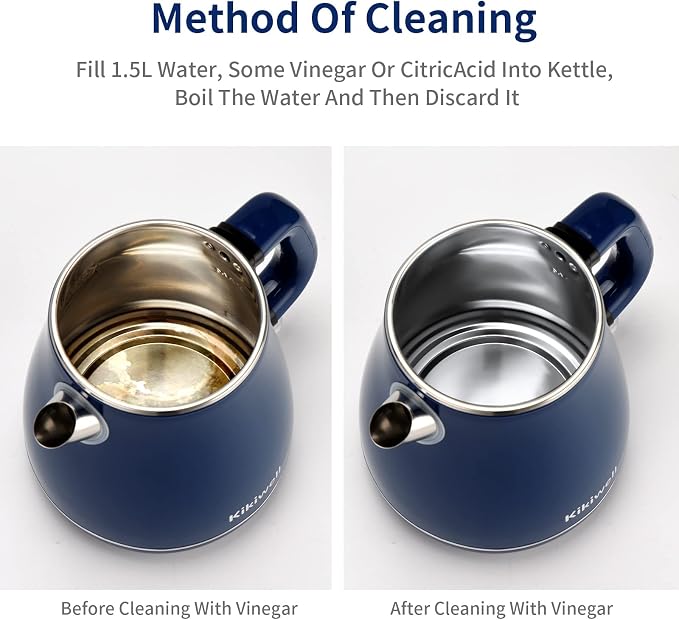 Electric Kettles Stainless Steel for Boiling Water, Double Wall Hot Water Boiler Heater, Cool Touch Electric Teapot, Auto Shut-Off & Boil-Dry Protection, 120V/1200W, 1.8Liter, 2 Year Warranty(Blue)
