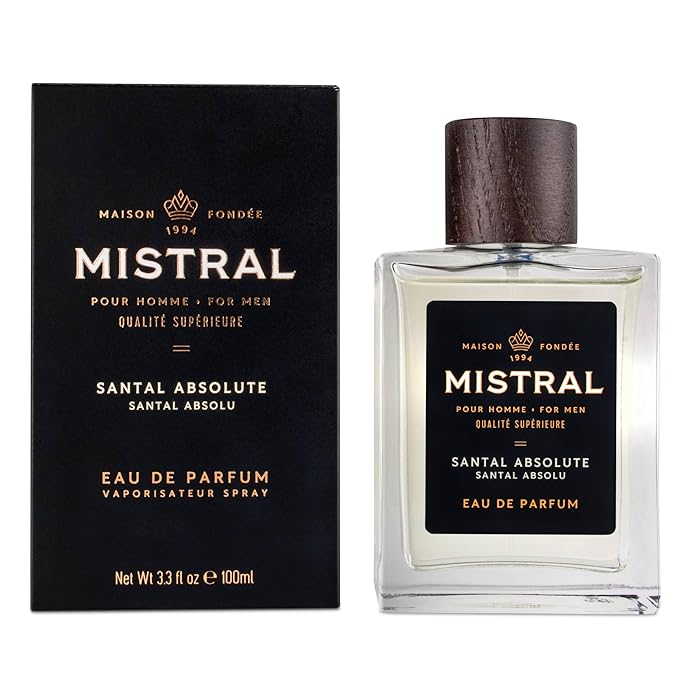 Mistral Men’s Cologne – Santal Absolute Eau de Parfum | Warm & Woody Masculine Scent with Cinnamon, Musk, Patchouli & Sandalwood | Cruelty-Free & Long-Lasting Cologne for Men, Made in France - 3.4 Oz