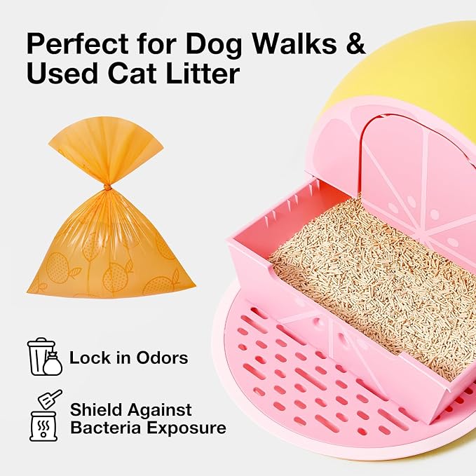 VETRESKA Dog Poop Bag Dispenser with Citrus Scented Waste Bags, 105 Counts | Leak Proof, Extra Thick and Large Pet Poop Bags for Walking Dog and Cats Litter