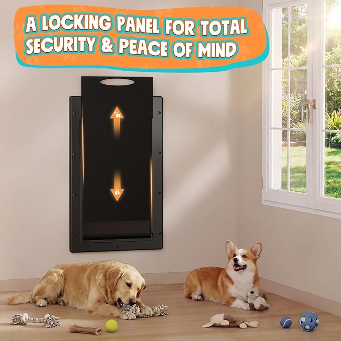 Plastic 3-Flap Dog Door for Wall, Large Doggy Door for Pets Up to 100 LB