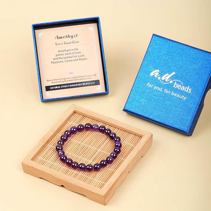 AD Beads Handmade Gemstone Stretch Elastic Bracelet Crystal Healing Reiki Nature's Beauty and Spiritual Essence Unisex
