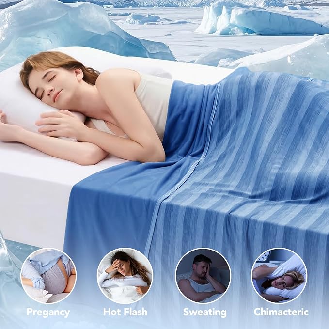 Cooling Blanket Throw- 50"x70" Summer Cooling Throw Blanket for Hot Sleepers Arc-Chill Q-Max >0.45 Cool Fiber, Keeps Cool for Night Sweats, Soft Lightweight Sofa Blankets for Kid Adults