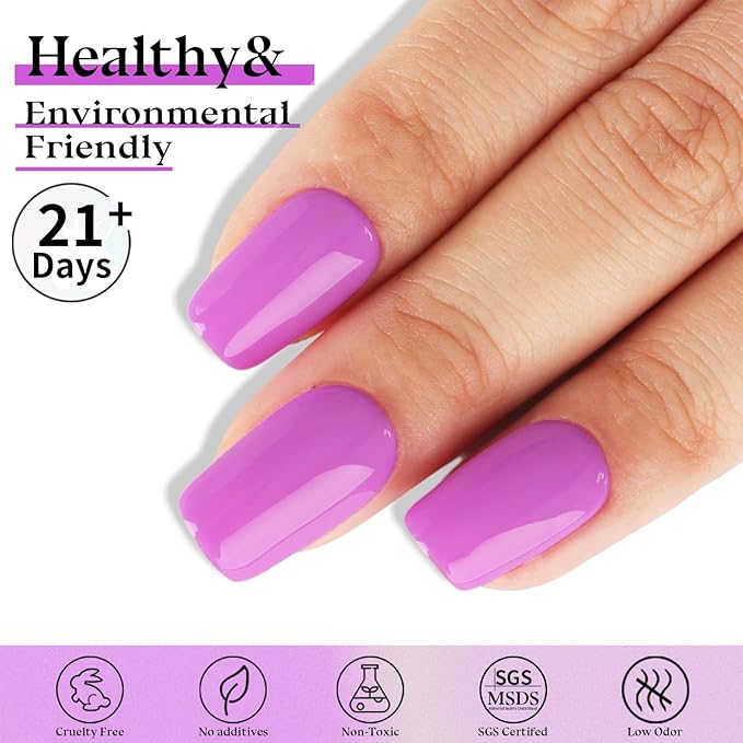 Pastel Purple Gel Nail Polish,Macaron Bright Purple Gel Polish for DIY Nail Art and Manicure Salon, 0.51 Fl Oz Neon Purple UV/LED Soak off Gel Polish - GP0021