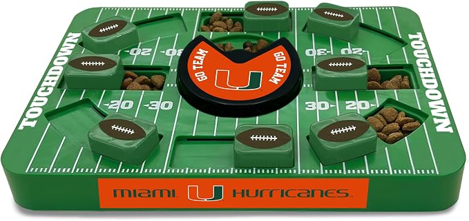 Pets First NCAA Miami University Large Puzzle Toy, Dog Puzzle Treat Toy, New Large Size, Interactive Dog Treat Toy, Dog Slow Feeding Toy