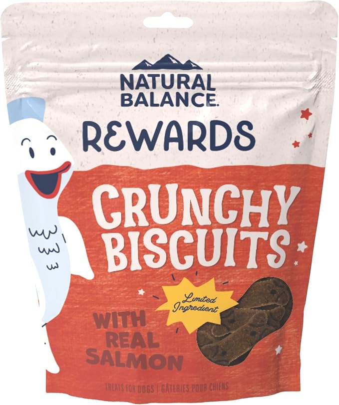 Natural Balance Rewards, Crunchy Biscuits, Salmon, 14 oz | Grain-Free Dog Treats for Adult Dogs, Limited-Ingredient Recipe, Made with Real Ingredients, Great for Training