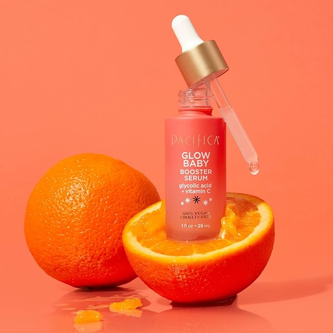 Pacifica Vitamin C Face Serum - Glow Baby Booster Facial Serum - Glycolic Acid Serum For Face - Dark Spot Corrector Anti Aging Brightening - Dermatologist Tested, Fragrance Free, Clean Skin Care Vegan