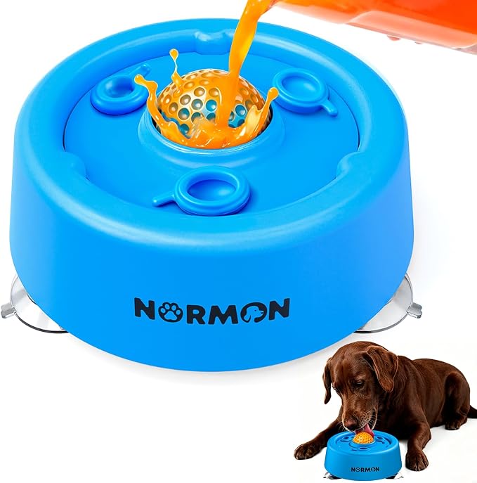 NORMON Dog Lick Bowl Slow Feeder with Rolling Ball & Suction Base