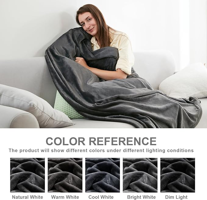 Hansleep Full Dark Grey Fleece Blanket, Soft Flannel Bed Blanket | Fuzzy Cozy Blanket 84x90 Inches, Multi-use for Bed, Sofa, Couch, Travel, Camping, All Season Warm Lightweight Cover