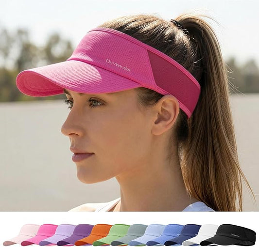 Sport Sun Visor Hat for Women Men - Lightweight Stretchy Polyester Spandex Quick Dry Sweatband Wrinkle Resistant