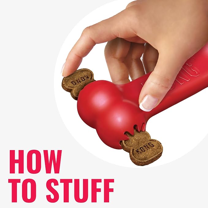 KONG Goodie Bone, Natural Rubber Treat-Dispensing Toy, Red, for Large Dogs | Classic KONG Durable Natural Rubber Bone with Goodie Grippers That Hold Treats & Support Mental Engagement